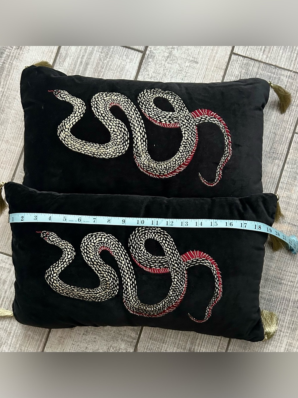 Threshold Snake Embroidered Black Decorative Lumbar Throw Pillows Set of 2 NWT - Picture 6 of 9